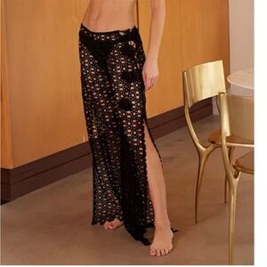 Trina Turk Chateau Lace Cover Up Wide Leg Pants Black Size Small